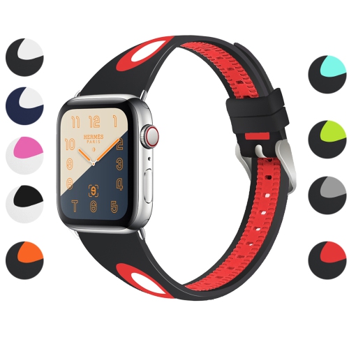 StrapsCo Bracelet de Montre en Caoutchouc de Silicone pour Apple Watch Série 4 - 44mm - Noir & Rouge