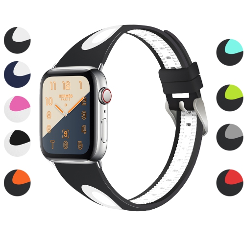 StrapsCo Silicone Rubber Sport Watch Band Strap for Apple Watch Series 4 - 40mm - Black & White