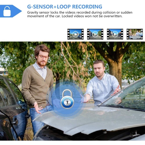 Caméra de tableau de bord à écran tactile de 10&nbsp;po en HD intégrale 1080p, caméra avant grand-angle, caméra arrière étanche, enregistrement