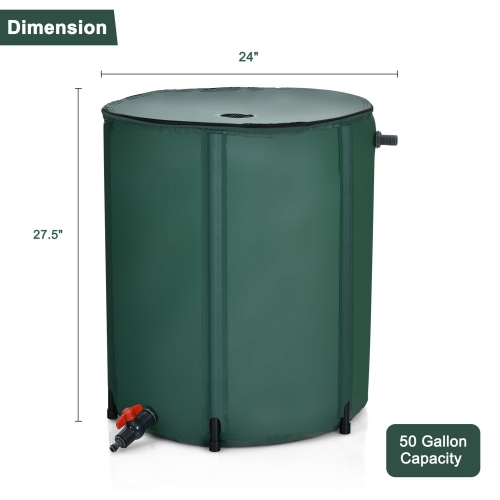 Gymax 53 Gallon Portable Rain Barrel Water Collector Collapsible Tank w /Spigot Filter