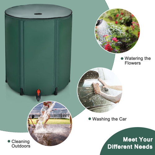 Gymax 53 Gallon Portable Rain Barrel Water Collector Collapsible Tank w /Spigot Filter