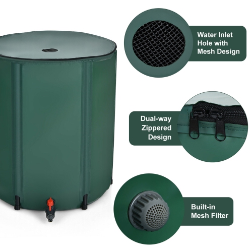 Gymax 53 Gallon Portable Rain Barrel Water Collector Collapsible Tank w /Spigot Filter