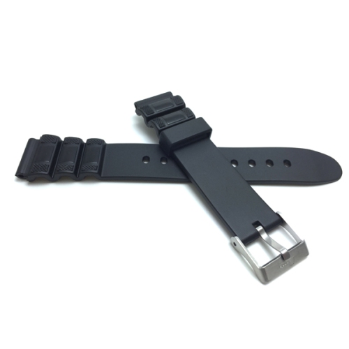 Bandini 18mm Black Rubber Sports Watch Band Strap fits Casio and Timex, 2 Spring Bars Included
