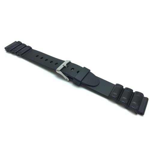 Bandini 20mm Black Rubber Sports Watch Band Strap fits Casio and Timex, 2 Spring Bars Included
