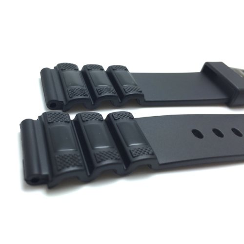 Bandini 20mm Black Rubber Sports Watch Band Strap fits Casio and Timex, 2 Spring Bars Included