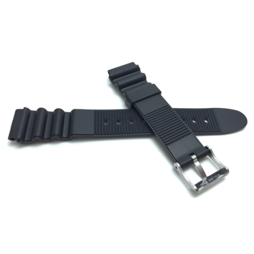 Bandini 20mm Black Rubber Sports Watch Band Strap fits Casio and Timex, 2 Spring Bars Included
