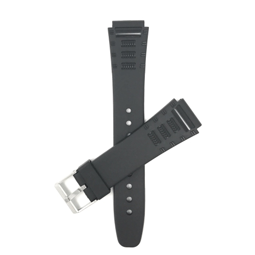 Bracelet en caoutchouc noir de 20 mm pour montre sport de Bantini pour Casio, Timex et plus, 2 barres de ressort incluses