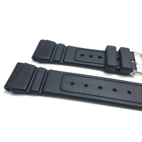 Bracelet en caoutchouc noir de 22 mm de Bandai pour montre sport, ondulé et gravé, 2 barres de ressort incluses