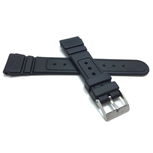 Bracelet en caoutchouc noir de 22 mm de Bandai pour montre sport, ondulé et gravé, 2 barres de ressort incluses