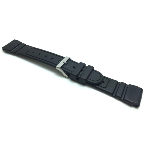 Bracelet en caoutchouc noir de 22 mm de Bandai pour montre sport, ondulé et gravé, 2 barres de ressort incluses