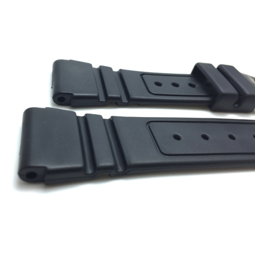 Bracelet en caoutchouc noir de 22 mm de Bandai pour montre sport, ondulé et gravé, 2 barres de ressort incluses
