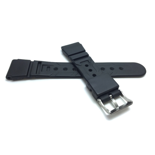 Bracelet en caoutchouc noir de 22 mm de Bandai pour montre sport, ondulé et gravé, 2 barres de ressort incluses