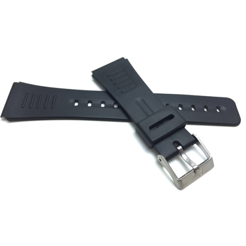 Bandini 22mm Rubber Watch Band, Black Stainless Steel Buckle