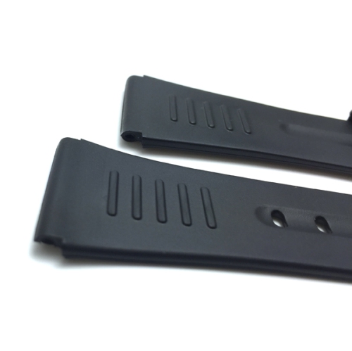 Bandini 22mm Rubber Watch Band, Black Stainless Steel Buckle