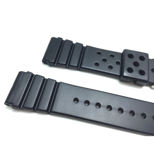 Bandini 22mm Black Rubber Sports Watch Band Strap for Seiko Diver Models and more