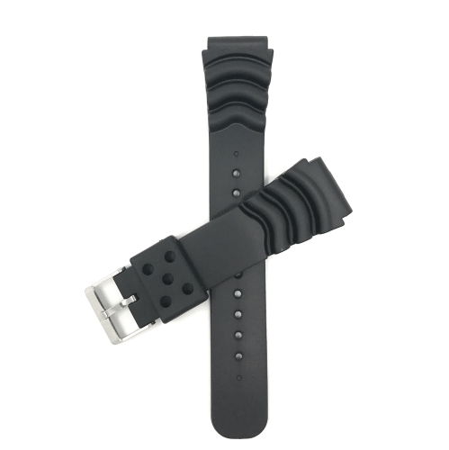 BANDINI  Rubber Sports Watch Band Strap for Seiko Diver Models And More, Ocean Ripples ( 22Mm) In Black