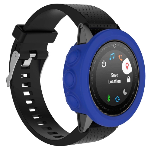 StrapsCo Silicone Rubber Protective Case Cover for Garmin Fenix 5S Blue