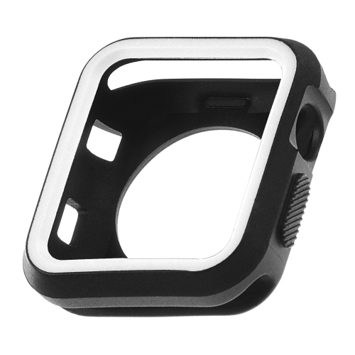 Étui protecteur en TPUR de StrapsCo pour Apple Watch Series 1/2/3 de 42 mm - Noir/Blanc