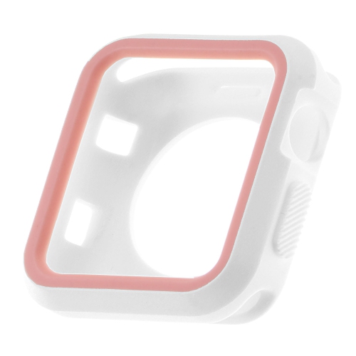 Couverture de protection en TPUR de StrapsCo pour Apple Watch Series 1/2/3 de 42 mm - Blanc et rose