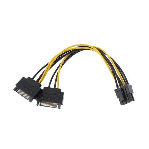 axGear Dual SATA to PCI-E Power Cable 15Pin SATA to 8 pin / 6 pin Video Card Power Wire
