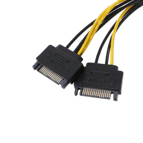 axGear Dual SATA to PCI-E Power Cable 15Pin SATA to 8 pin / 6 pin Video Card Power Wire