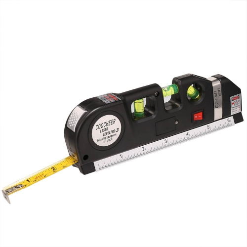 axGear Multifunction Level Laser Horizon Vertical Measure Tape Metric Ruler Tool 8Ft