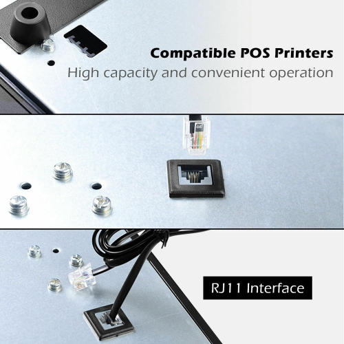 La boîte à tiroir-caisse d’axGear est compatible avec les imprimantes de PDV d’Epson avec plateau à 5 billets et à 5 pièces