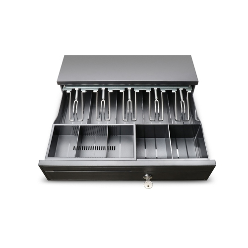 La boîte à tiroir-caisse d’axGear est compatible avec les imprimantes de PDV d’Epson avec plateau à 5 billets et à 5 pièces