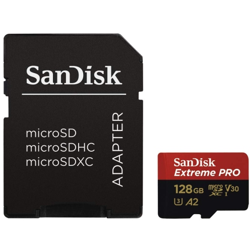 Carte microSD Extreme PRO U3 A2 de 128 Go de SanDisk avec adaptateur  SDSQXCY-128G