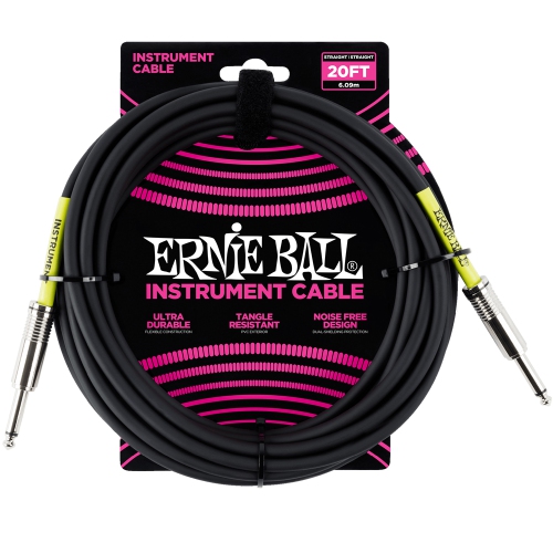 ERNIE BALL  Instrument Cable - 1/4 Ts to 1/4 Ts 20' In Black