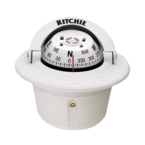 RITCHIE COMPASSES Compass, Flush Mount, 2.75" Dial, White