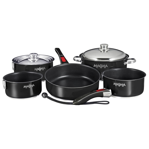 Magma "Nesting" 10-Piece Induction Compatible Cookware - Jet Black Exterior & Slate Black Ceramica Non-Stick Interior