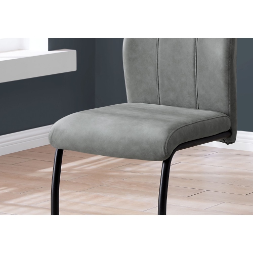 Monarch Specialties Contemporary 39"H 2 Piece Dining Chair - Grey Fabric/Black Metal
