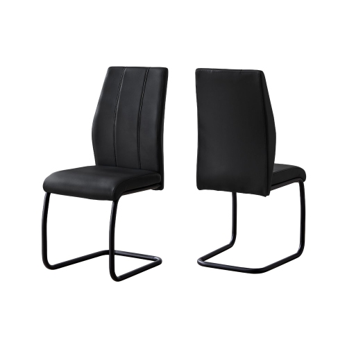 Monarch Specialties Contemporary 39"H 2 Piece Leather-Look/Metal Dining Chair - Black