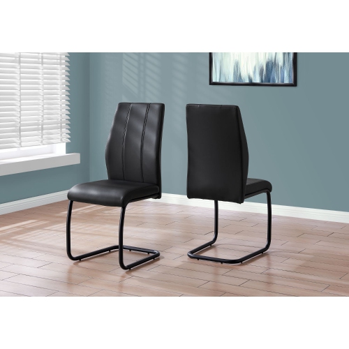Monarch Specialties Contemporary 39"H 2 Piece Leather-Look/Metal Dining Chair - Black