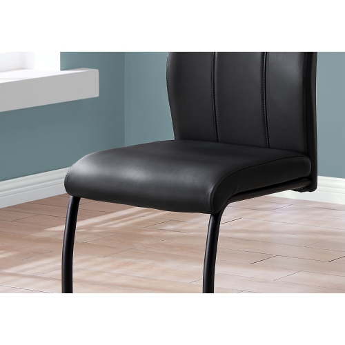 Monarch Specialties Contemporary 39"H 2 Piece Leather-Look/Metal Dining Chair - Black