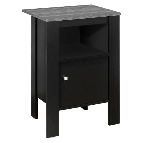 Monarch Specialties I 2134 Accent Table Black Grey Top Night Stand With Storage