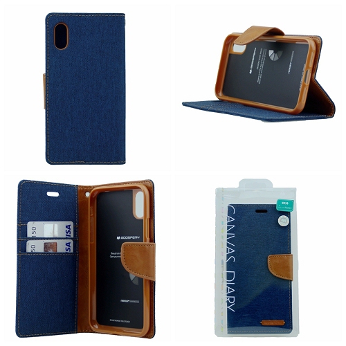 iPhoneXR Goospery Canvas Diary Flip,Navy Blue