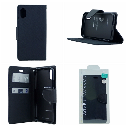 iPhone XS Max Goospery Canvas Diary Flip,Black