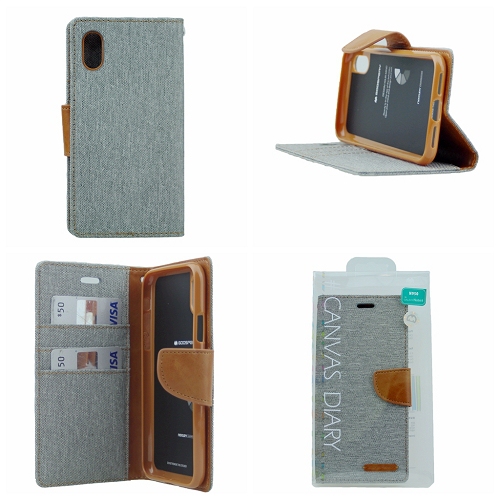 iPhone XS Max Goospery Canvas Diary Flip,Grey