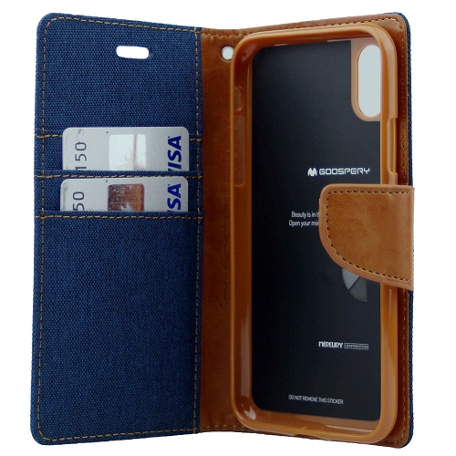 iPhone XS Max Goospery Canvas Diary Flip,Navy Blue