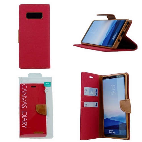 étui agenda Samsung S10e en toile de goospery, rouge