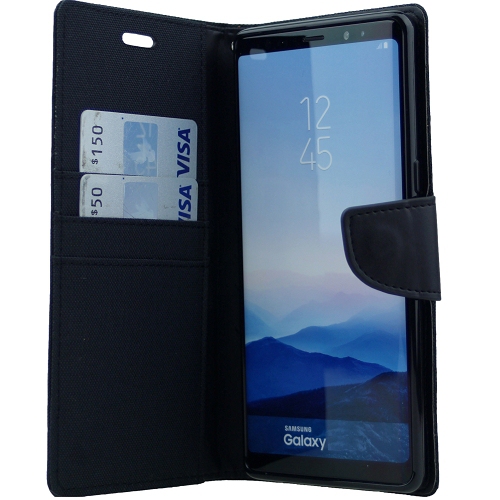 étui agenda Samsung S10e en toile de goospery, noir