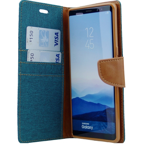 étui agenda Samsung S10e en toile de goospery, vert