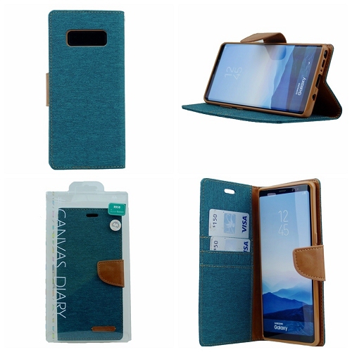 étui agenda Samsung S10e en toile de goospery, vert