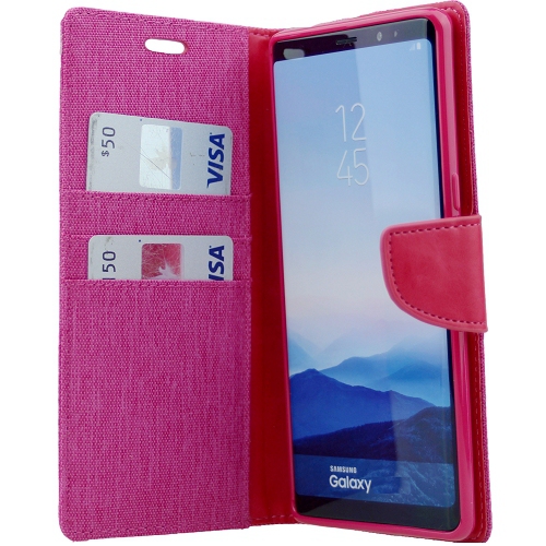 étui agenda Samsung S10e en toile de goospery, rose