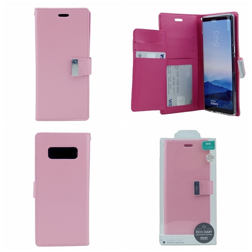 étui agenda riche goospery pour Samsung S10e, rose clair