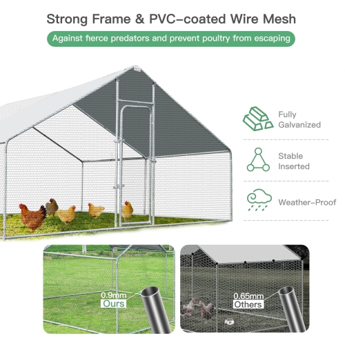 Gymax Large Walk In Chicken Coop Run House Shade Cage 13'x13' with Roof Cover Backyard