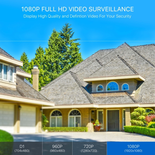 ZOSSI – caméra de surveillance extérieure hybride 4-en-1 avec fil 1080P 2&nbsp;Mpx pour TVI/CVI/AHD/CVBS DVR, vision nocturne 120&nbsp;pi, IP66 - Noir