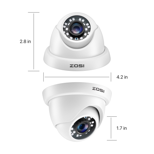 ZOSI 2MP 1080P Add-on Wired Outdoor Surveillance Home Security Camera with 80ft IR Night Vision for TVI/CVI/AHD/CVBS DVR Recorder - White